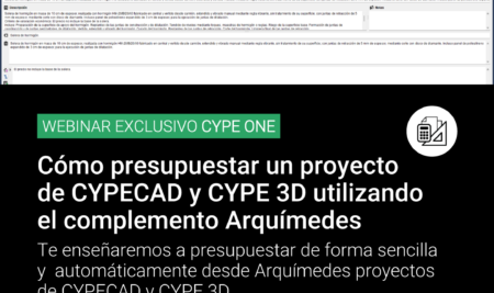EXCLUSIVO USUARIOS CYPE ONE: «Cómo presupuestar un proyecto de CYPECAD y CYPE 3D utilizando el complemento Arquímedes»